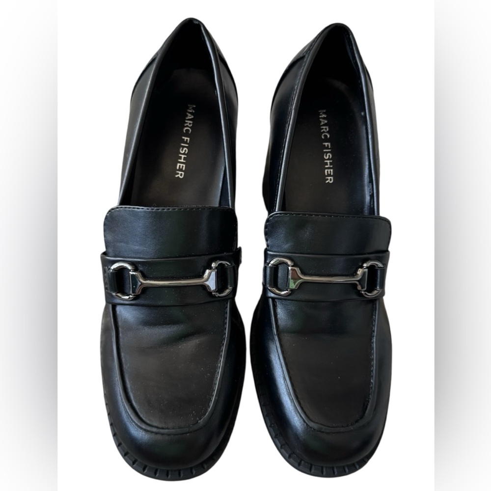 Marc Fisher Black Chunky Heel Loafers - Picture 3 of 6